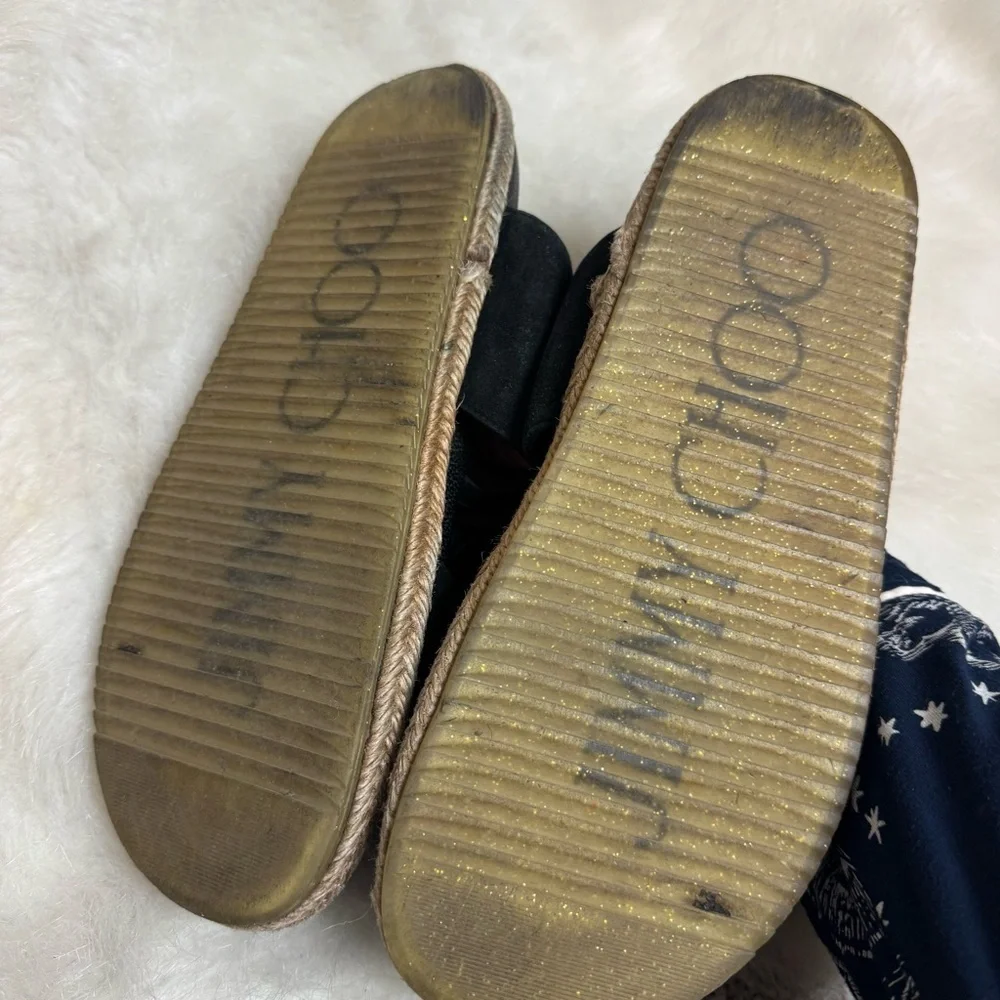 Jimmy Choo Nixon Suede Tie Espadrille Flat Slide On Sandals